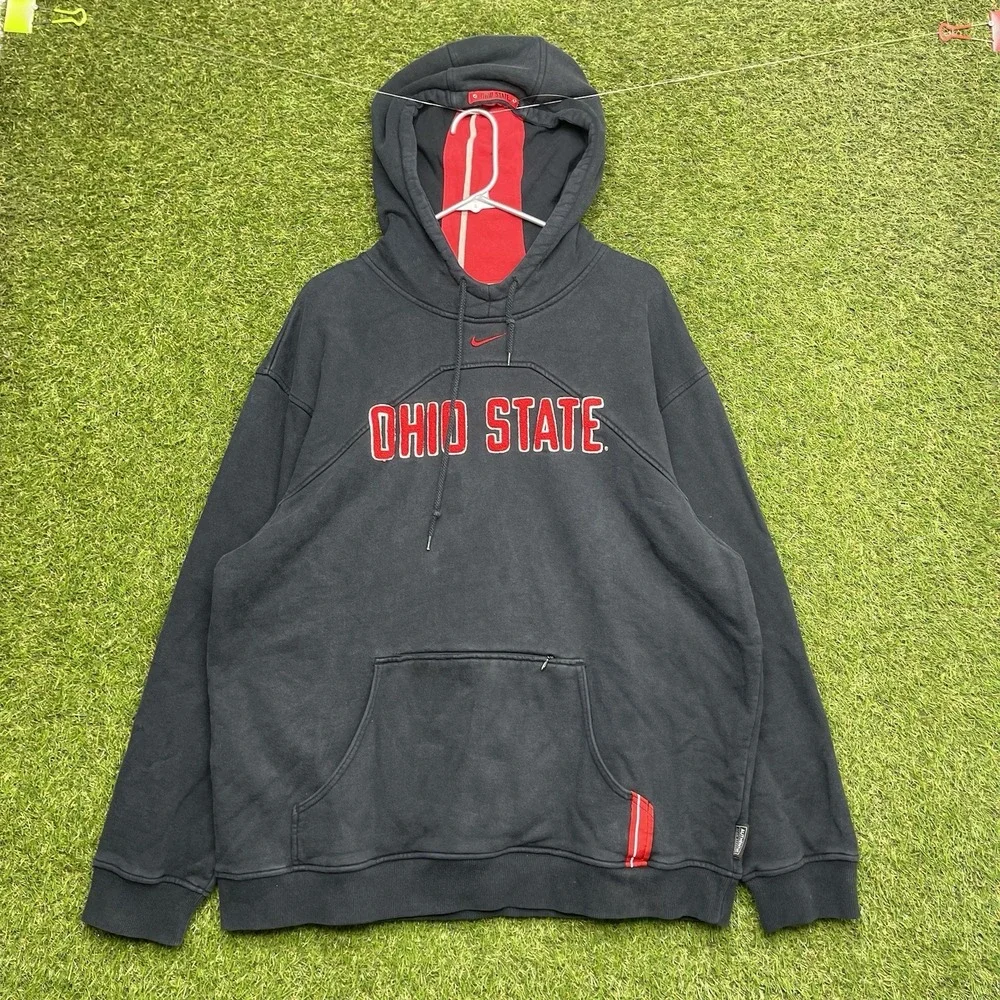 Nike Ohio State Buckeyes Hoodie Mens Large Football Center Swoosh Black OSU